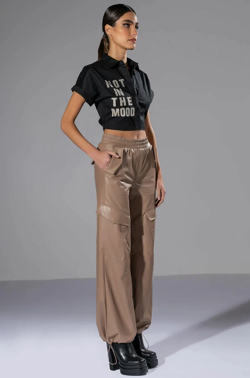 NOT IN THE MOOD CROPPED BUTTON DOWN BLOUSE - Image 8