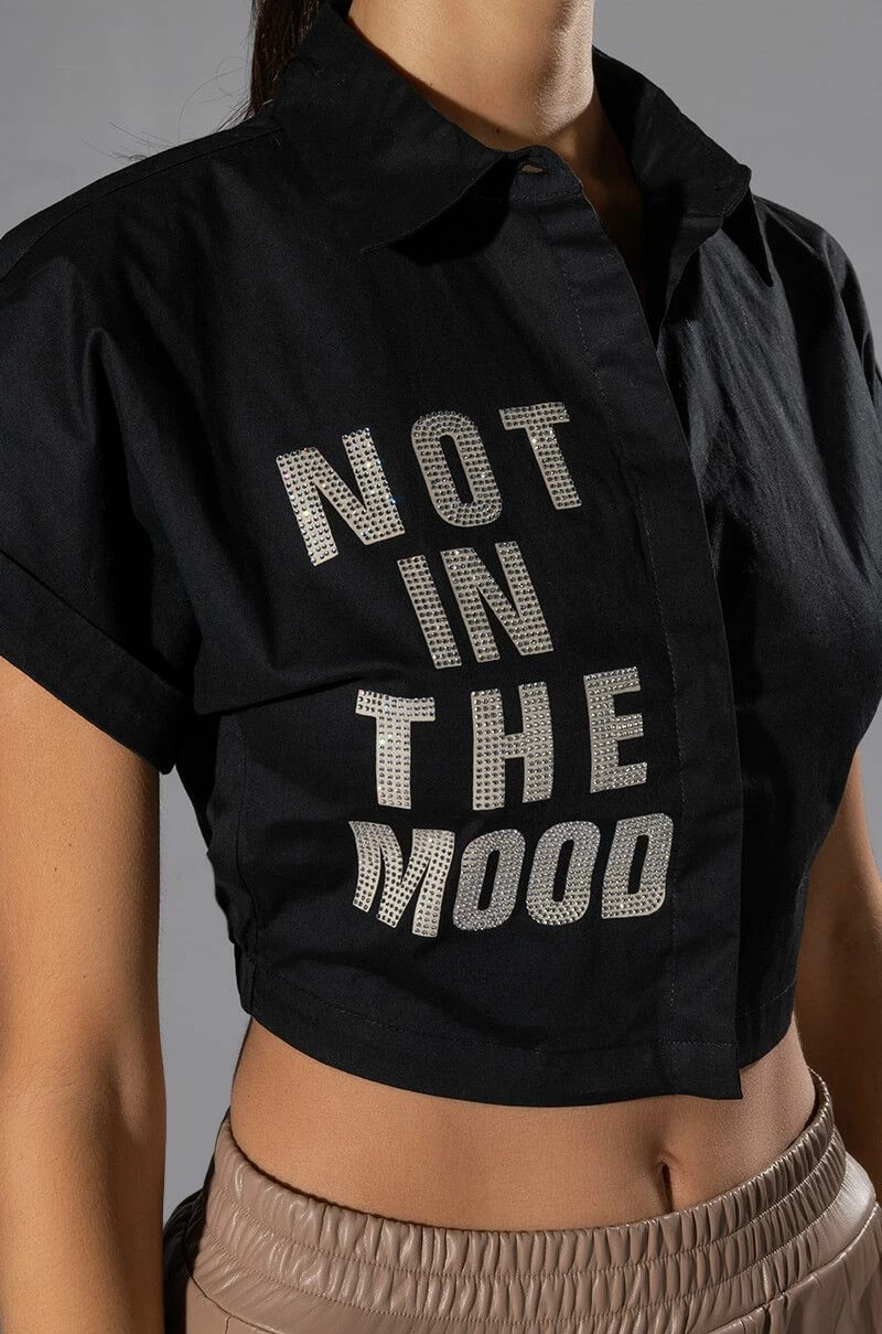 NOT IN THE MOOD CROPPED BUTTON DOWN BLOUSE - Image 12