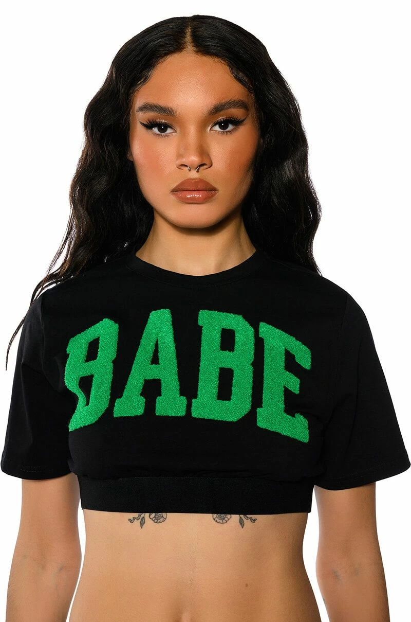 NOT YOUR BABE CROPPED SHORT SLEEVE CREW NECK TSHIRT - Image 2