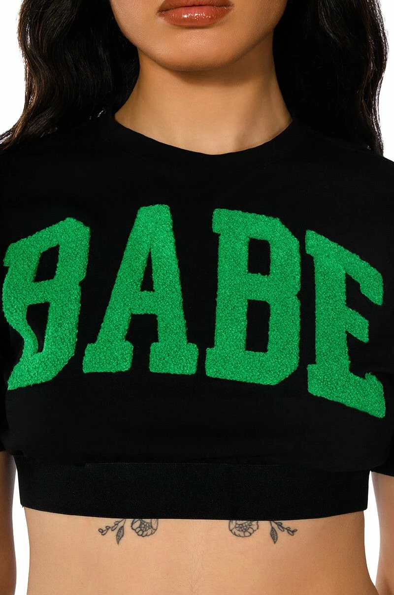 NOT YOUR BABE CROPPED SHORT SLEEVE CREW NECK TSHIRT - Image 7