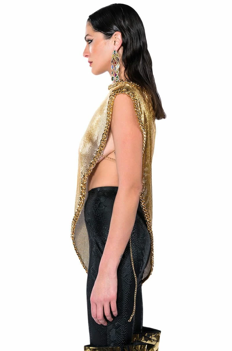 ON THE ROCKS SHORT SLEEVE ASYMMETRICAL CHAINMAIL BLOUSE - Image 12