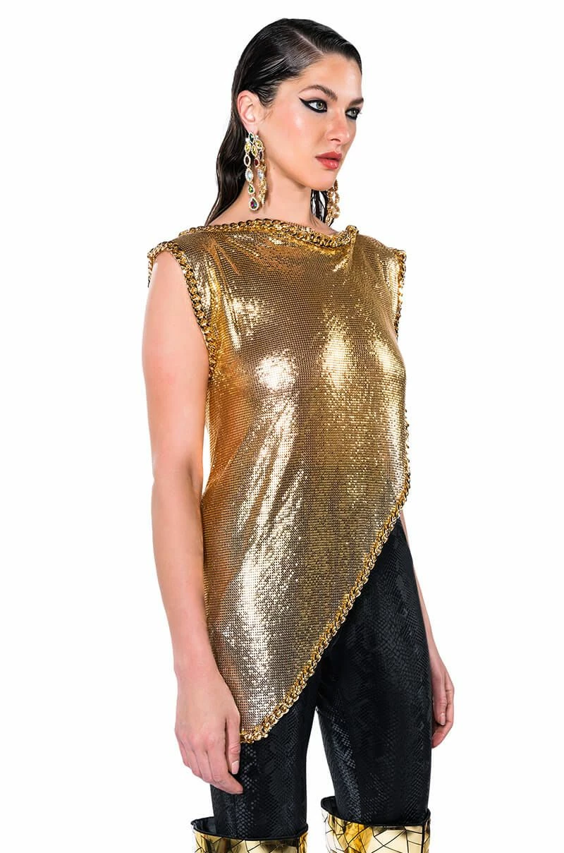 ON THE ROCKS SHORT SLEEVE ASYMMETRICAL CHAINMAIL BLOUSE - Image 5