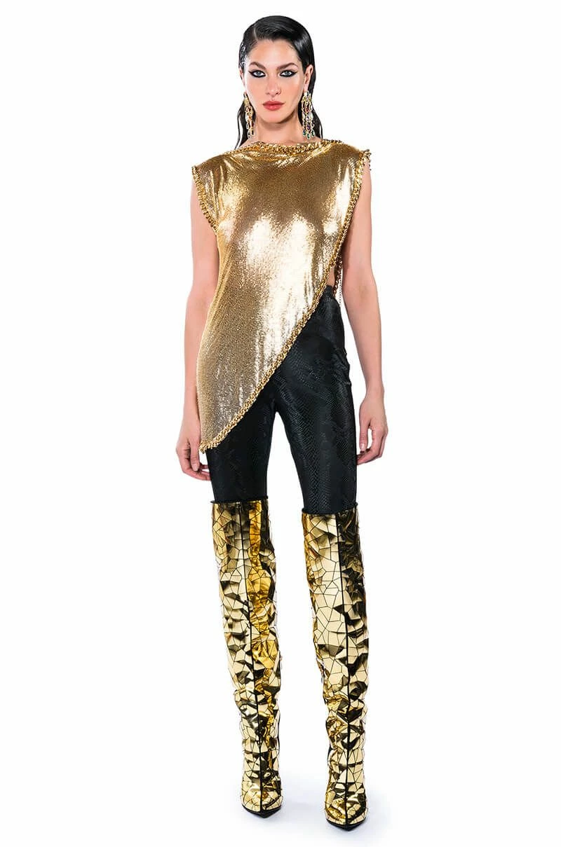 ON THE ROCKS SHORT SLEEVE ASYMMETRICAL CHAINMAIL BLOUSE - Image 6