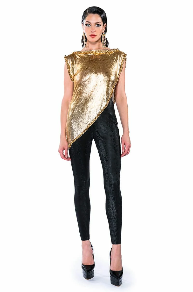 ON THE ROCKS SHORT SLEEVE ASYMMETRICAL CHAINMAIL BLOUSE - Image 7