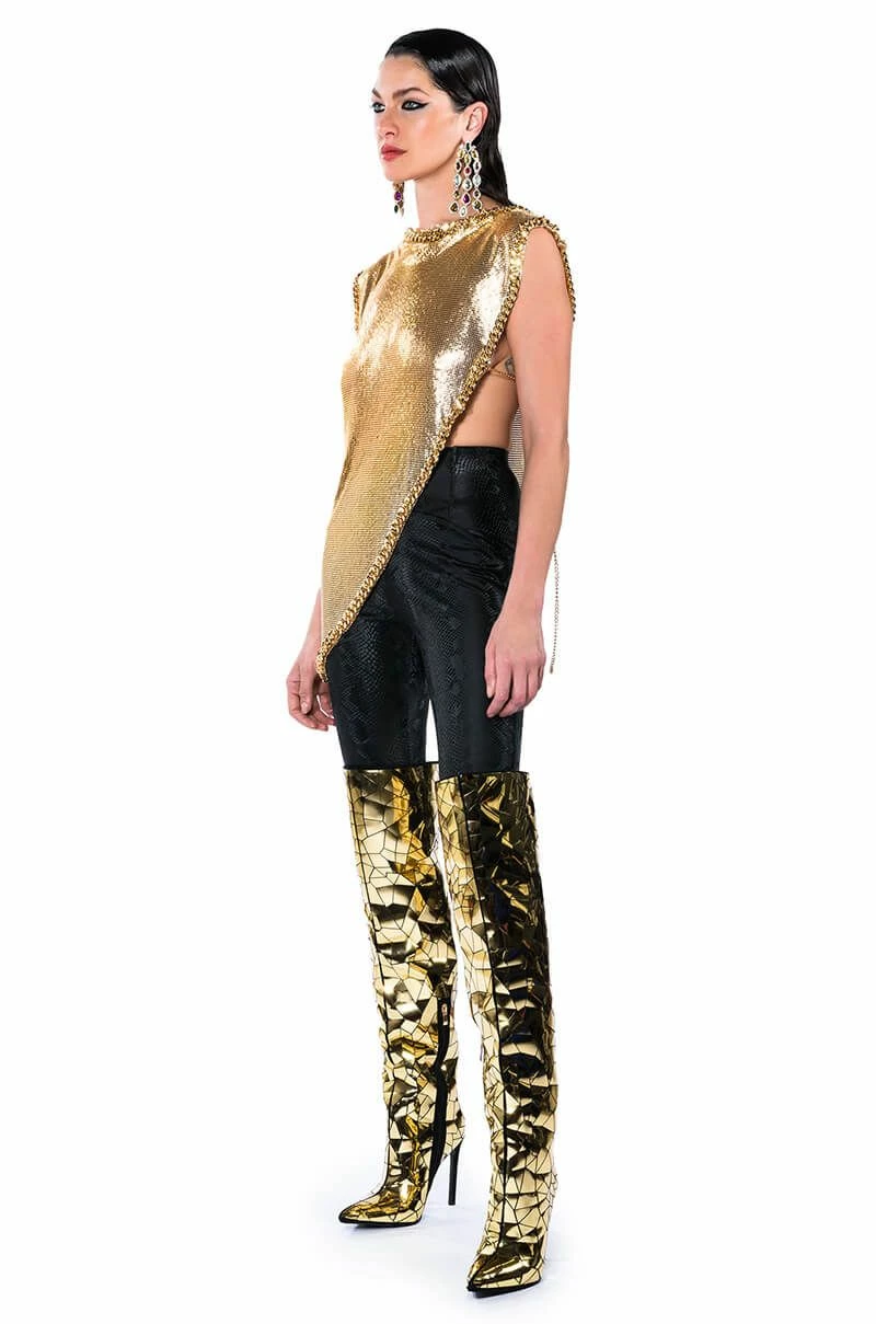 ON THE ROCKS SHORT SLEEVE ASYMMETRICAL CHAINMAIL BLOUSE - Image 9