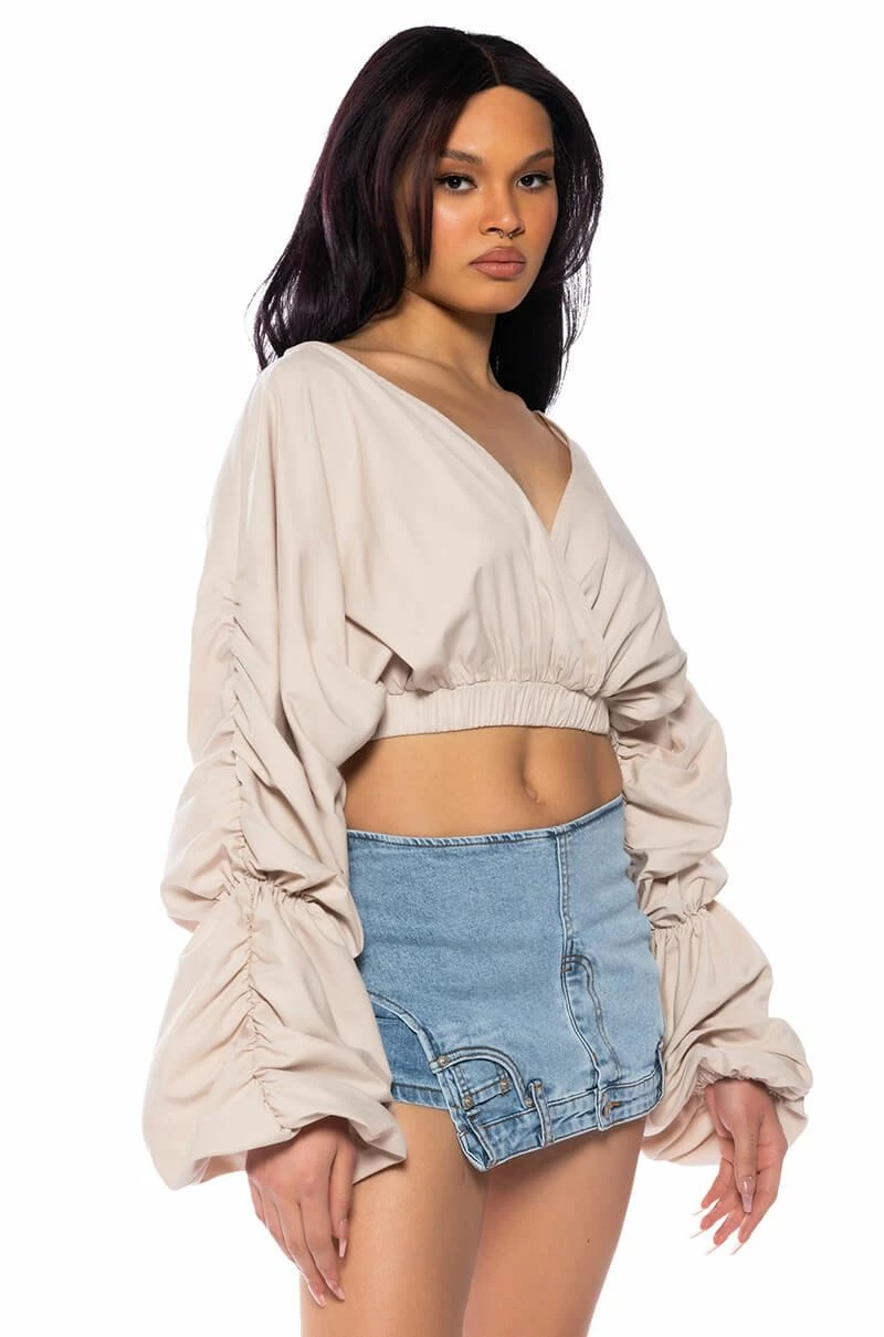 OPHELIA RUCHED LONG SLEEVE BLOUSE - Image 2