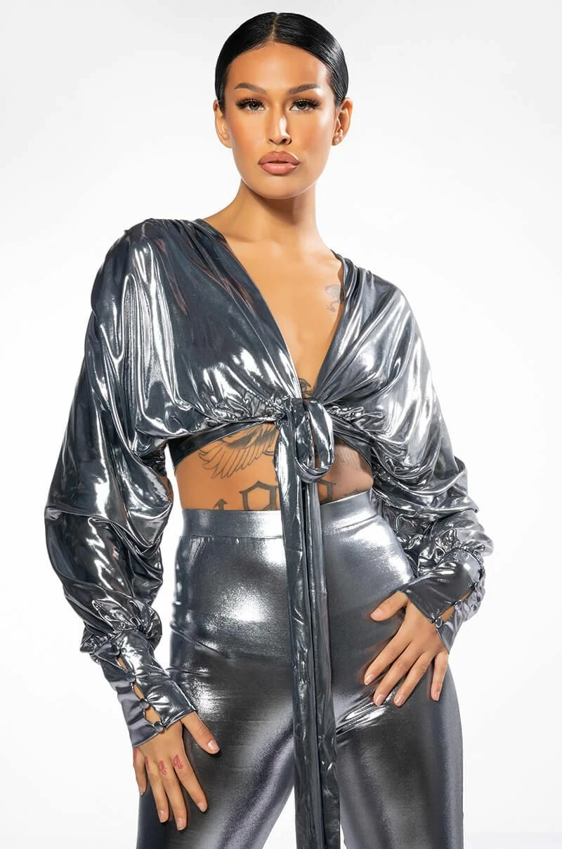 PAPARAZZI SHINE TIE FRONT TOP AND LEGGING SET