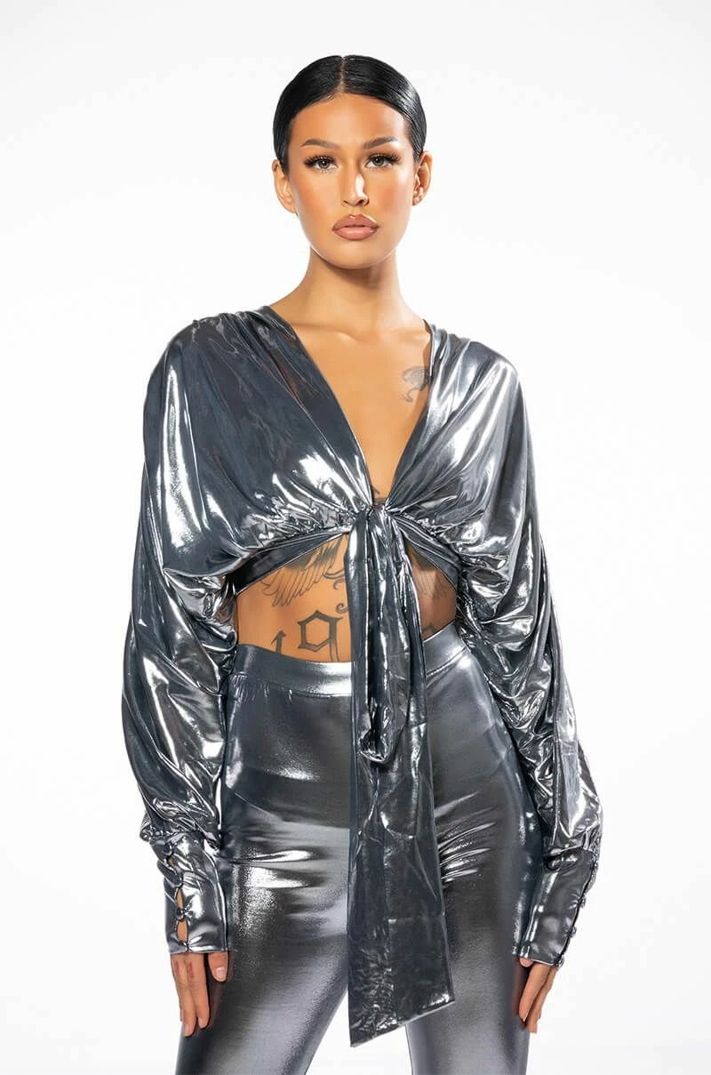 PAPARAZZI SHINE TIE FRONT TOP AND LEGGING SET - Image 4