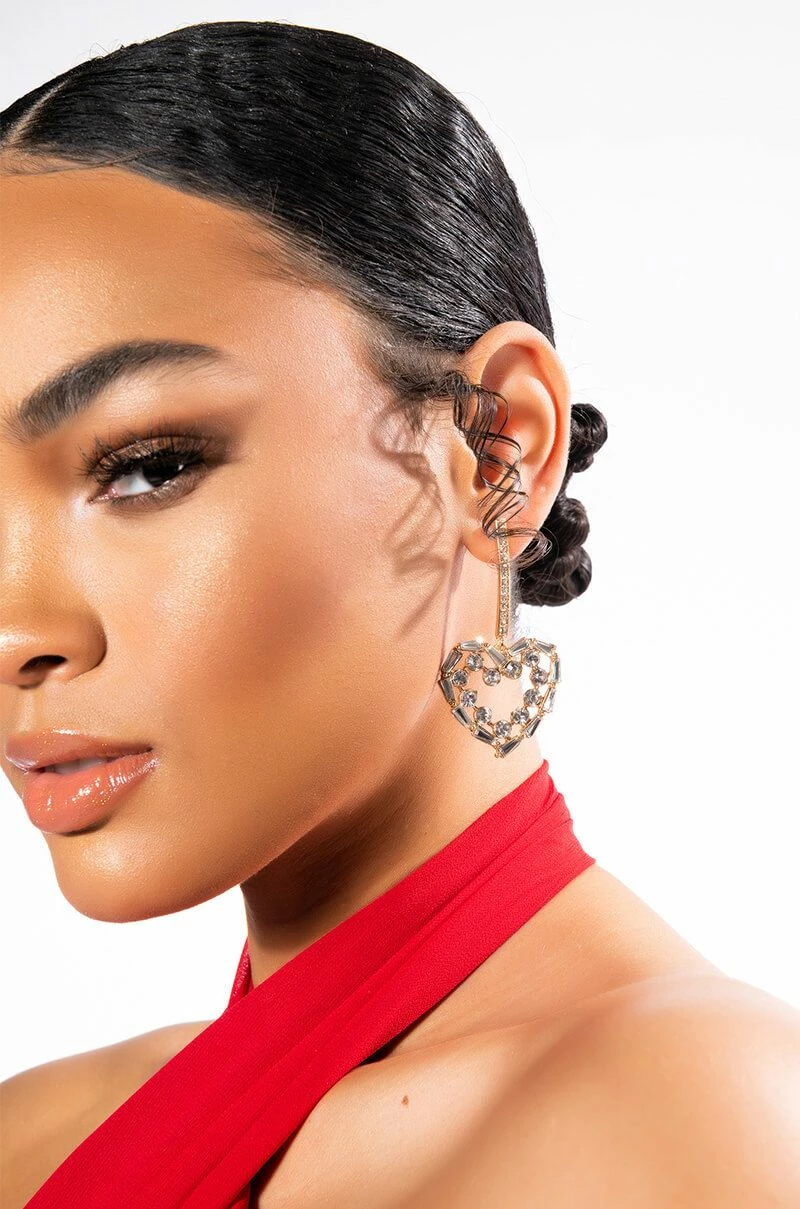 PIECE OF MY HEART RHINESTONE DROP EARRINGS - Image 3