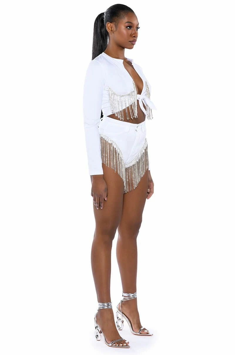 PIPING HOT RHINESTONE TIE FRONT LONG SLEEVE TSHIRT - Image 3