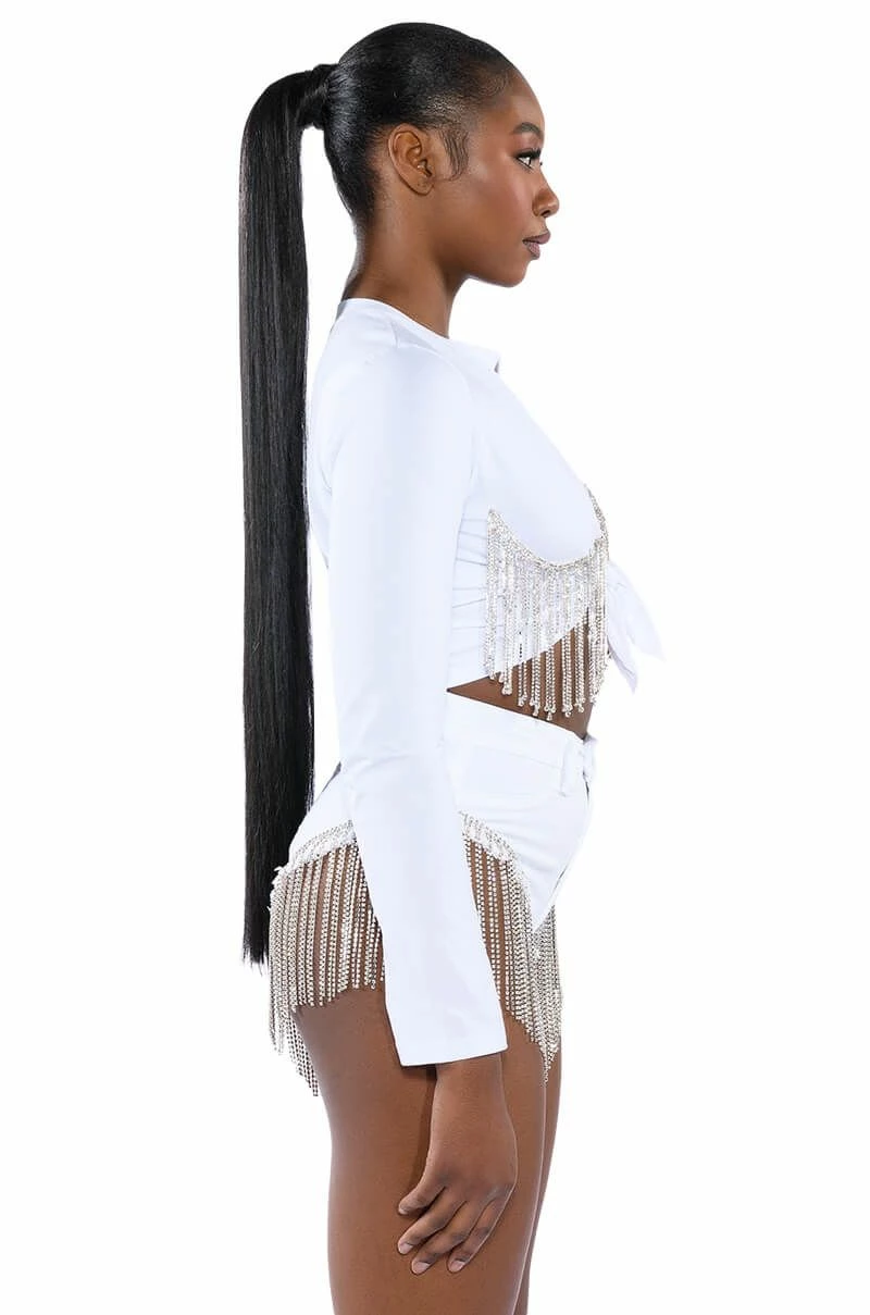 PIPING HOT RHINESTONE TIE FRONT LONG SLEEVE TSHIRT - Image 4