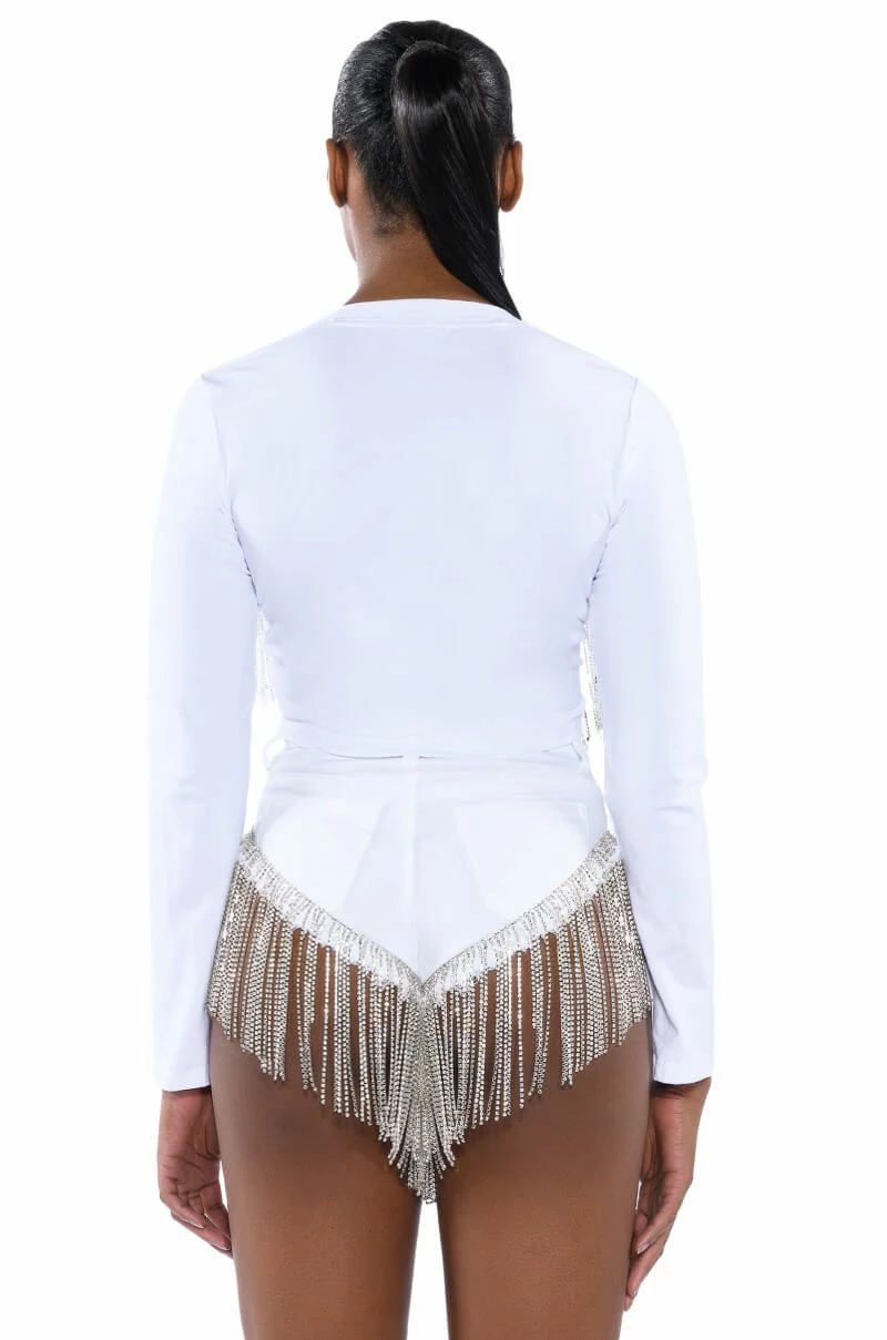 PIPING HOT RHINESTONE TIE FRONT LONG SLEEVE TSHIRT - Image 5