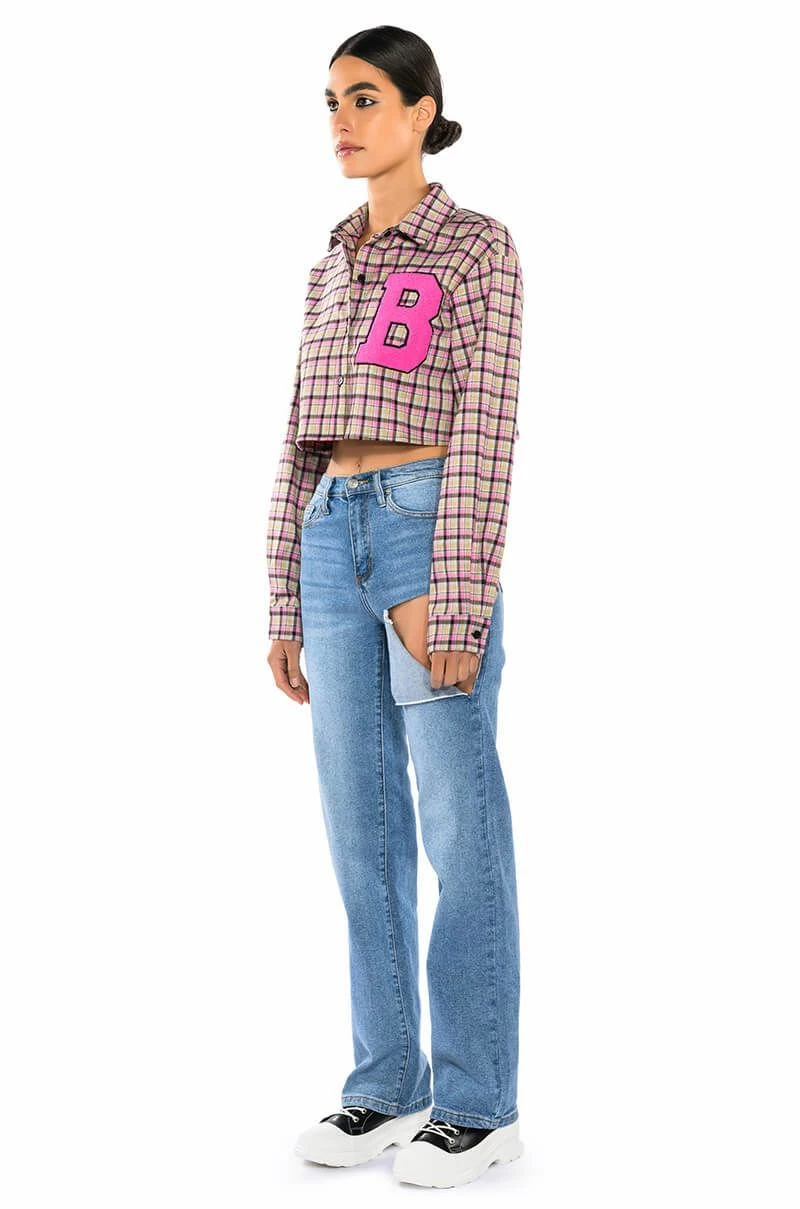 PLAID B LONG SLEEVE BLOUSE - Image 2