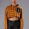 PLAID B LONG SLEEVE BLOUSE
