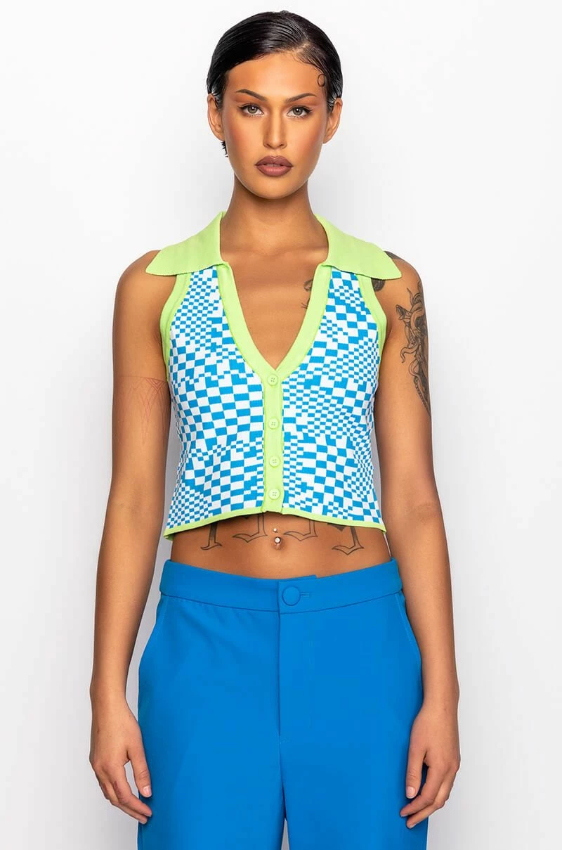 PLAY IT AGAIN CROPPED COLLARED TOP - Image 7