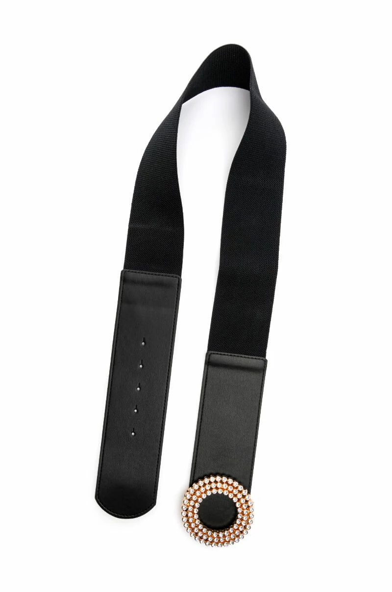PLUS SIZE BLING RING BLACK WAIST BELT