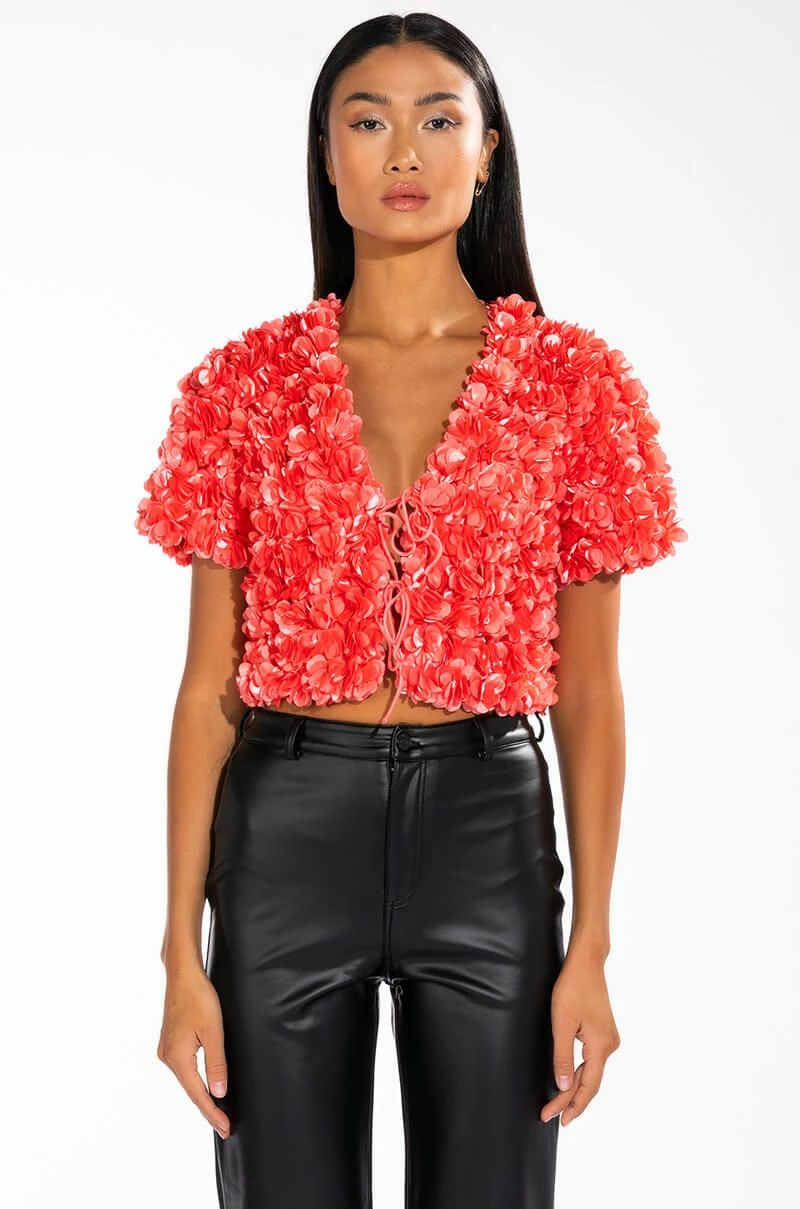 POISON PARADISE SHORT SLEEVE TIE FRONT TOP - Image 3