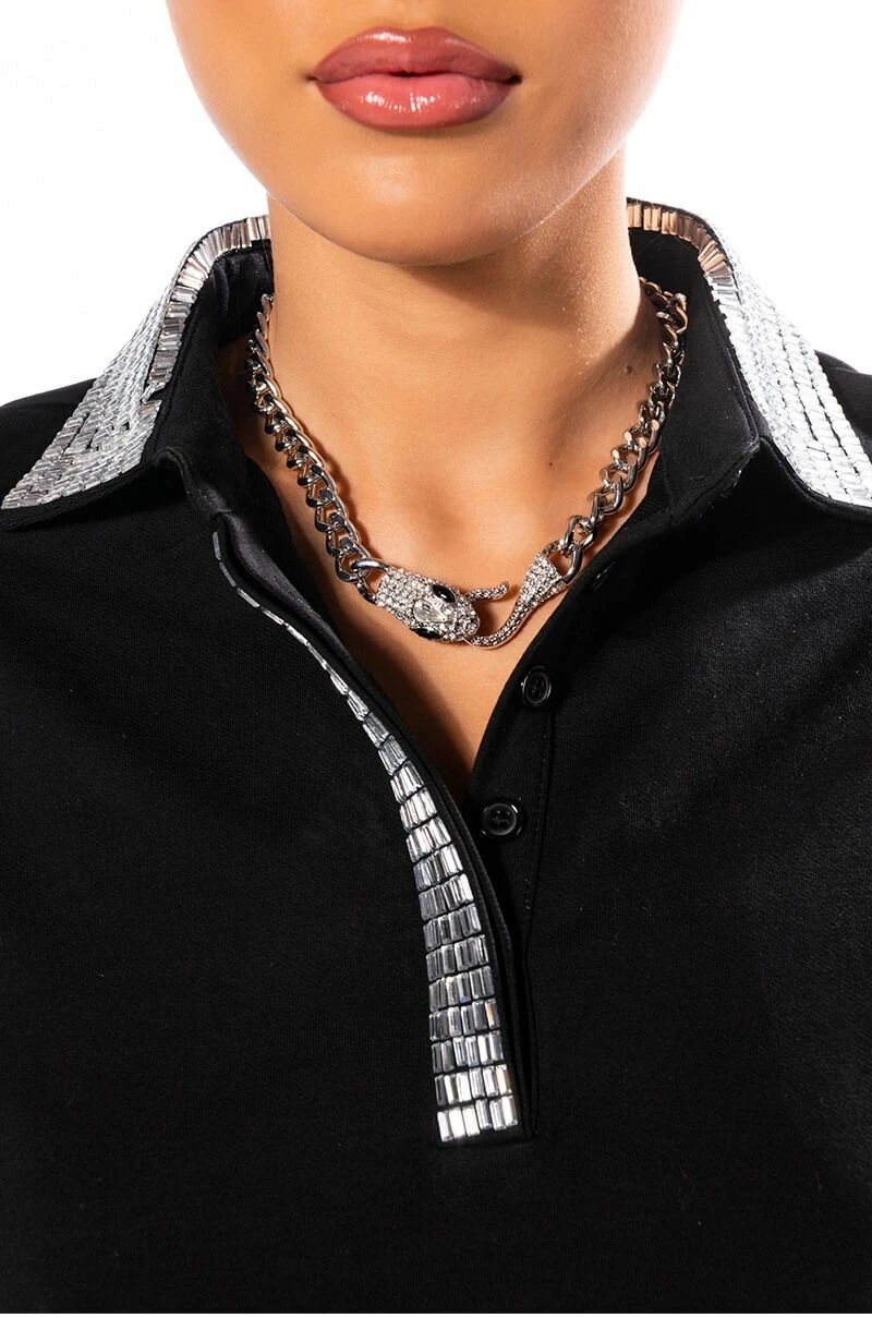 PONT DES ARTS EMBELLISHED CHAIN NECKLACE - Image 3