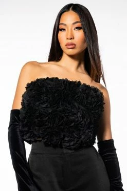 QUEEN OF SPADES BOW DETAIL TUBE BLOUSE