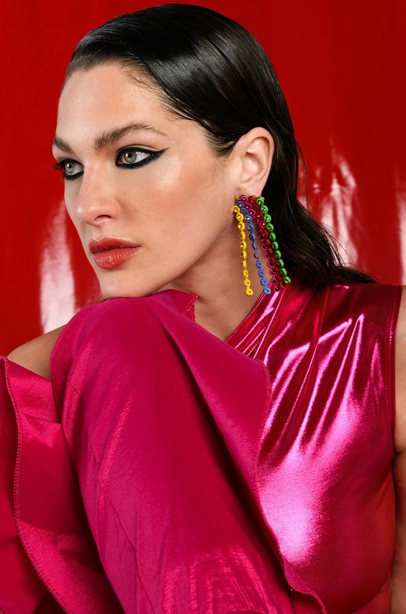 RAINBOW ROAD RHINESTONE CHANDELIER EARRINGS - Image 4