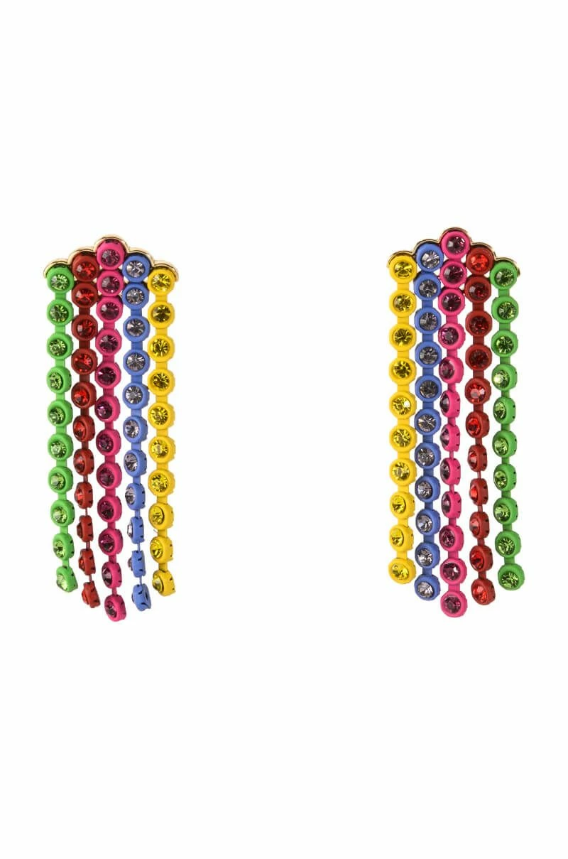 RAINBOW ROAD RHINESTONE CHANDELIER EARRINGS