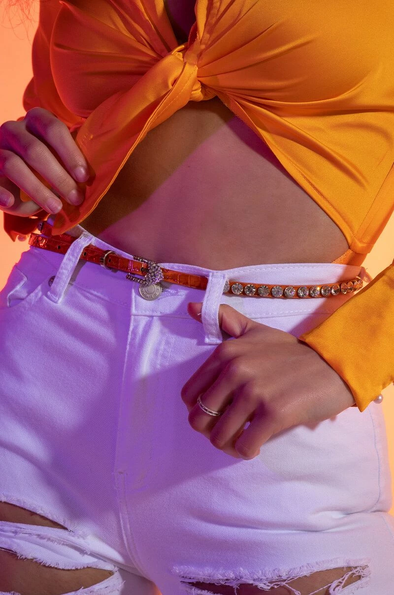 RANGER ORANGE RHINESTONE BELT - Image 4