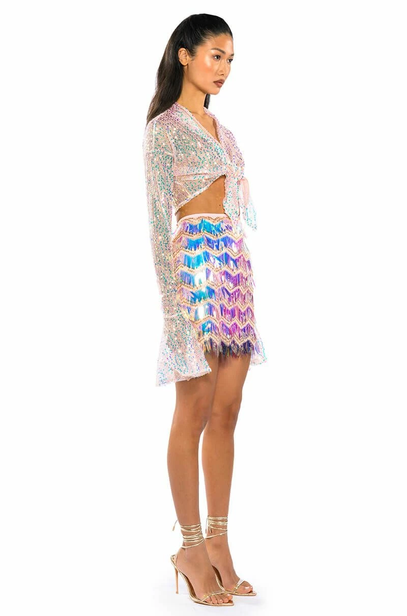 READY FOR LOVE LONG SLEEVE SEQUIN WRAP BLOUSE - Image 4