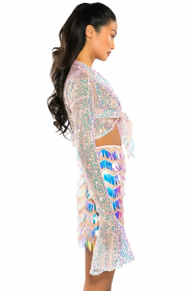 READY FOR LOVE LONG SLEEVE SEQUIN WRAP BLOUSE - Image 5