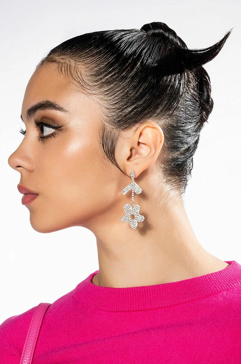 READY TO BLOOM RHINESTONE DANGLE EARRINGS - Image 4