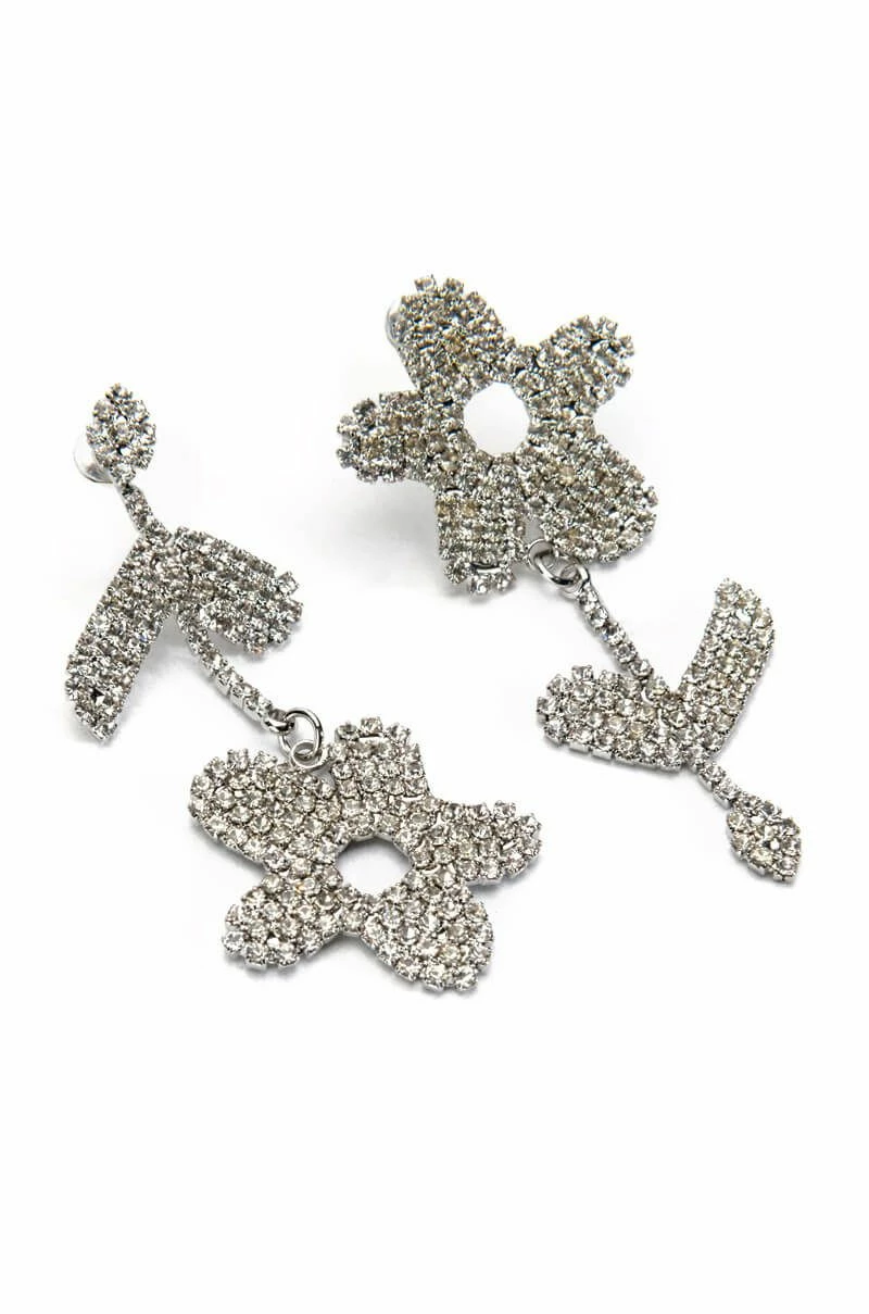 READY TO BLOOM RHINESTONE DANGLE EARRINGS - Image 2