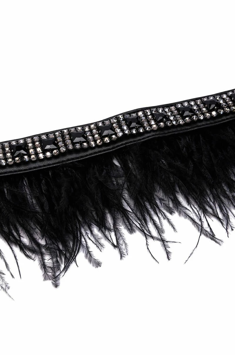 REAL OSTRICH FEATHER EMBELLISHED STRETCH BELT - Image 3
