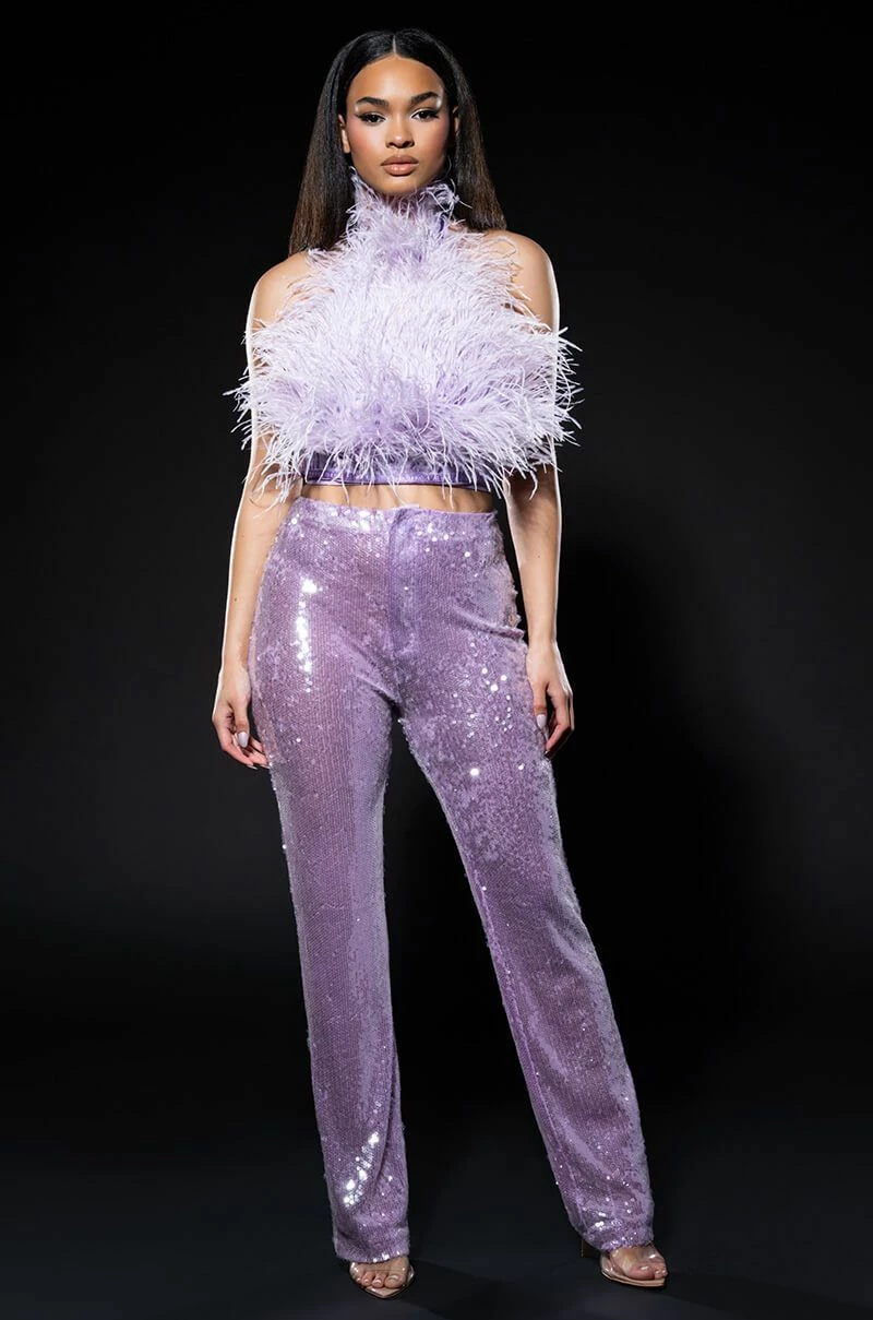 REAL OSTRICH FEATHER TOP IN LIGHT PURPLE - Image 2