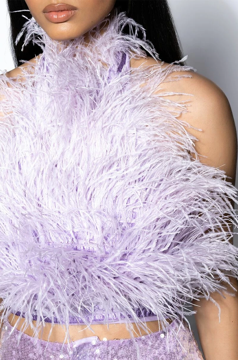 REAL OSTRICH FEATHER TOP IN LIGHT PURPLE - Image 6