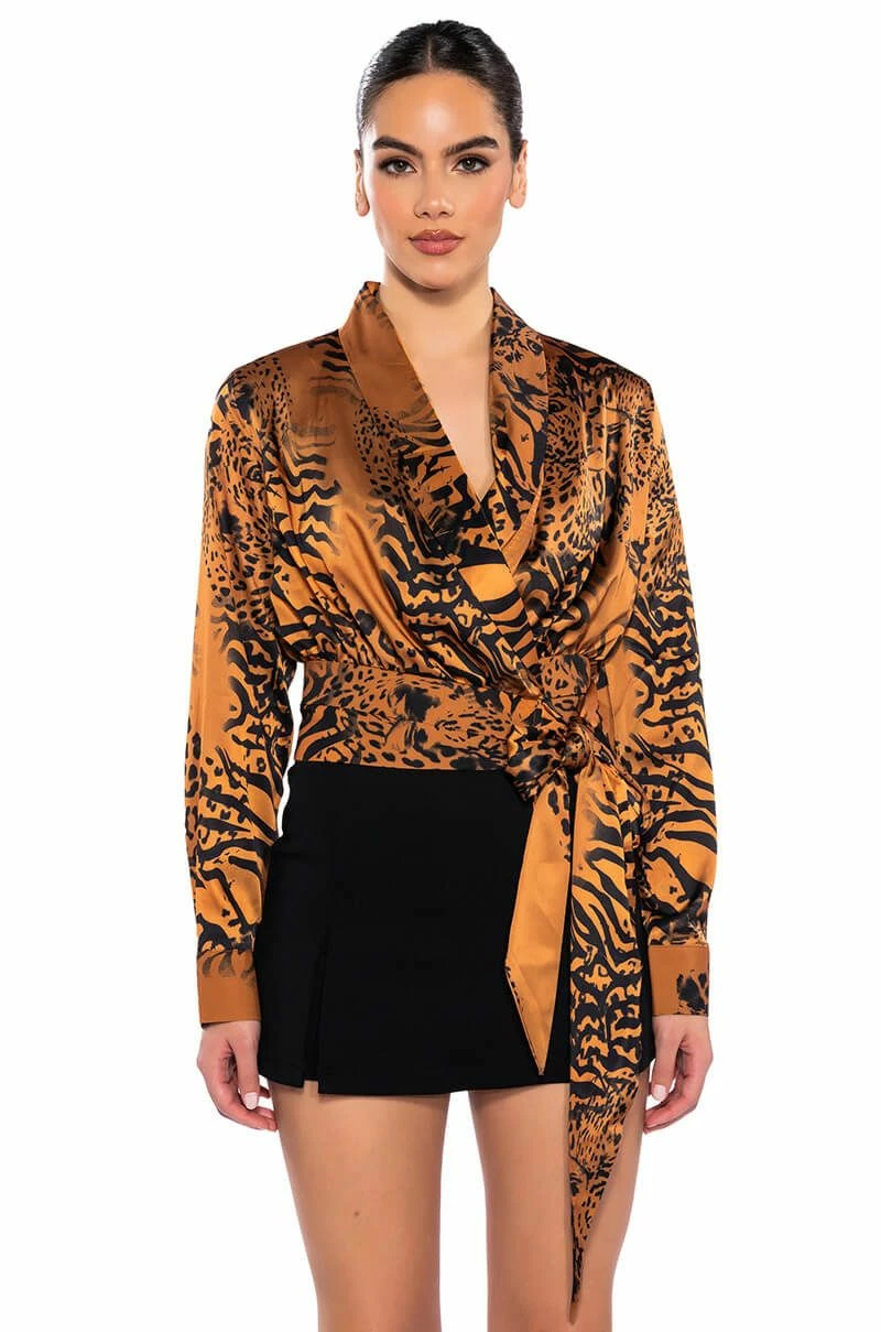 SAFARI SATIN PRINTED BLOUSE
