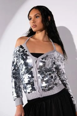 SATISFY ME SEQUIN COLD SHOULDER TOP