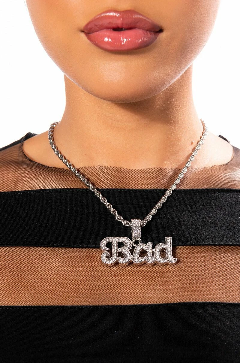 SHE'S A BADDIE ICY STATEMENT PENDANT NECKLACE - Image 3