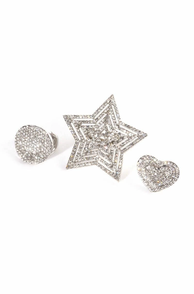 SHOOT FOR THE STARS RHINESTONE RING SET