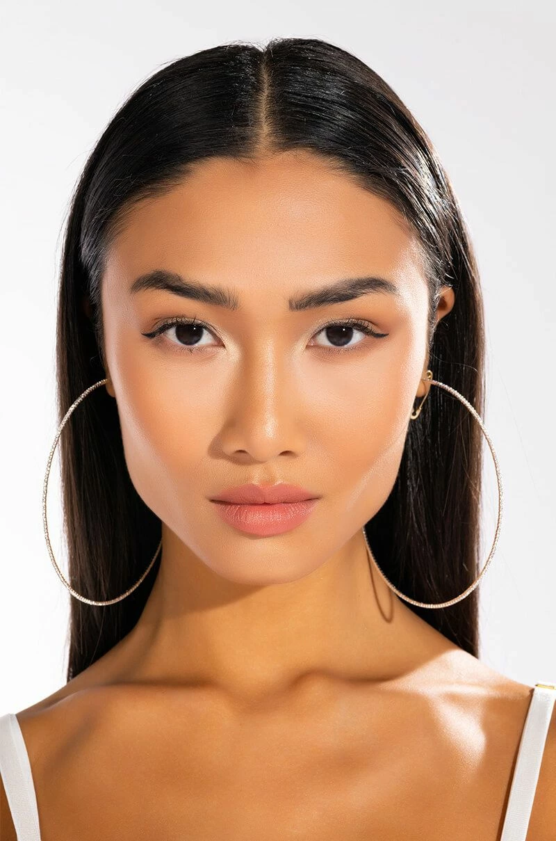 SPARKLE SILVER 100MM RHINESTONE HOOPS - Image 3