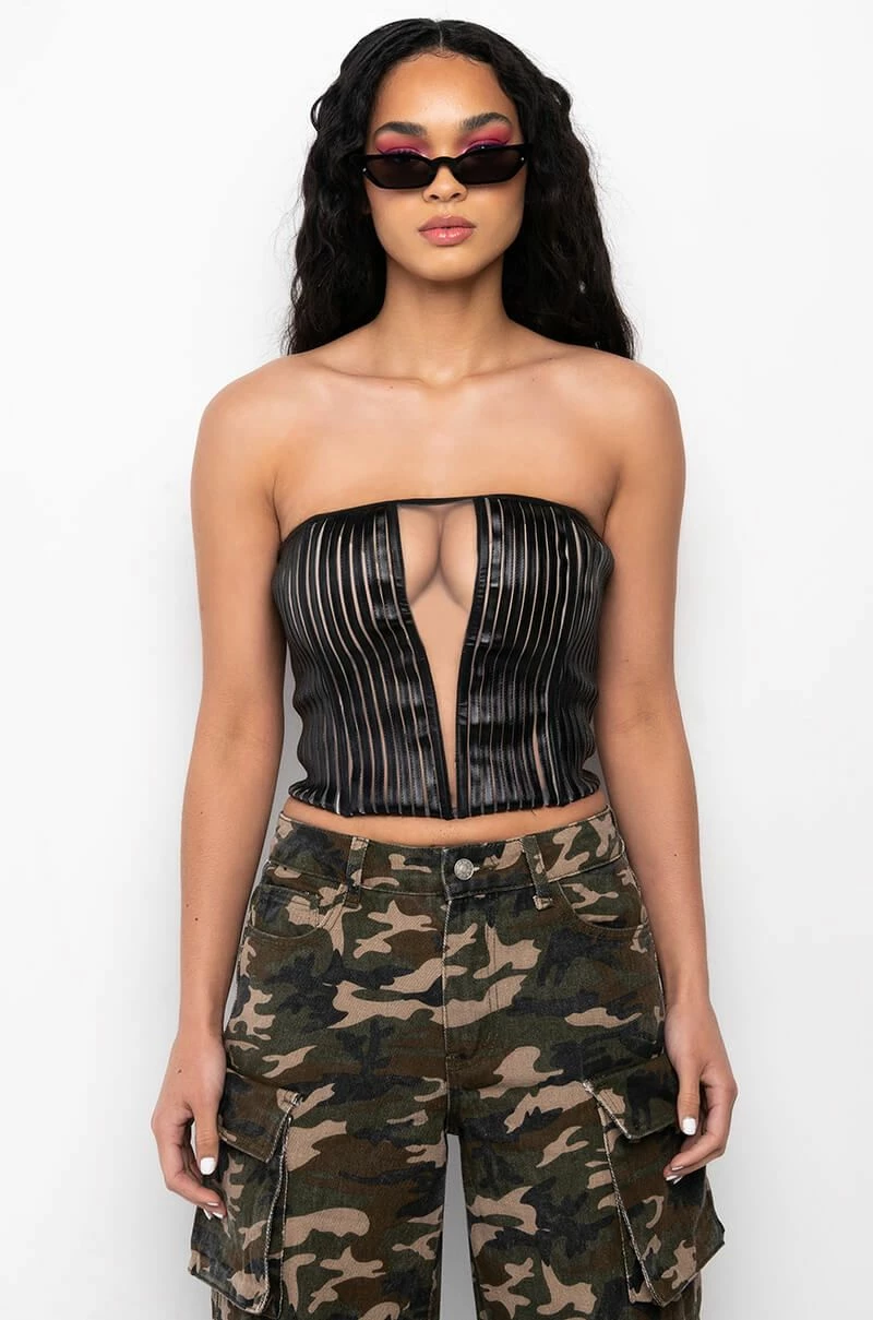 STALLION MESH PANEL FAUX LEATHER CORSET - Image 3