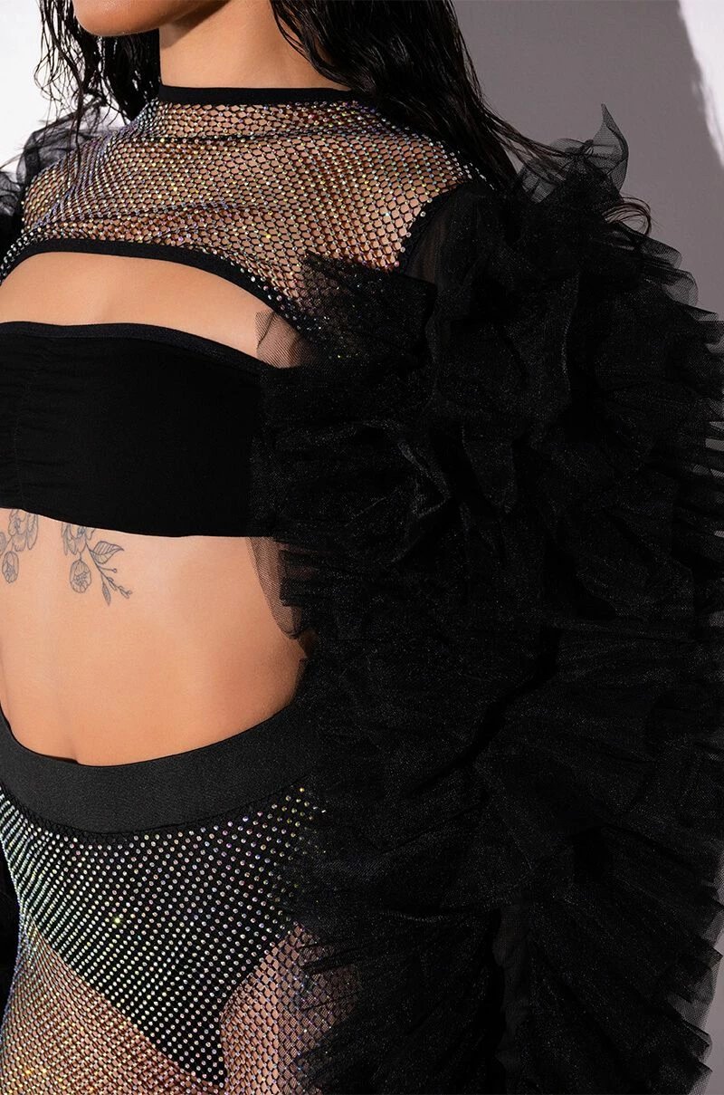 STEVIE RHINESTONE MESH TULLE LONG SLEEVE BLOUSE - Image 8