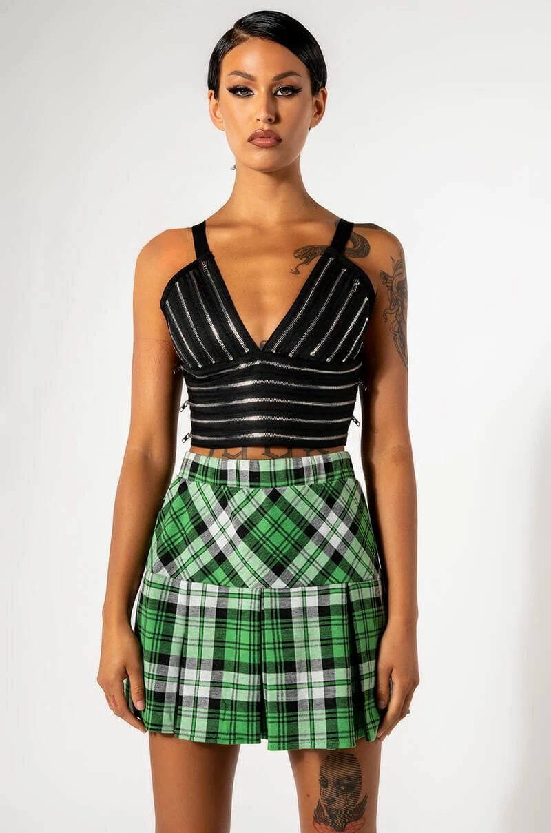 STOLE THE SHOW ZIPPER DETAIL CROPPED BANDAGE TANK - Image 5