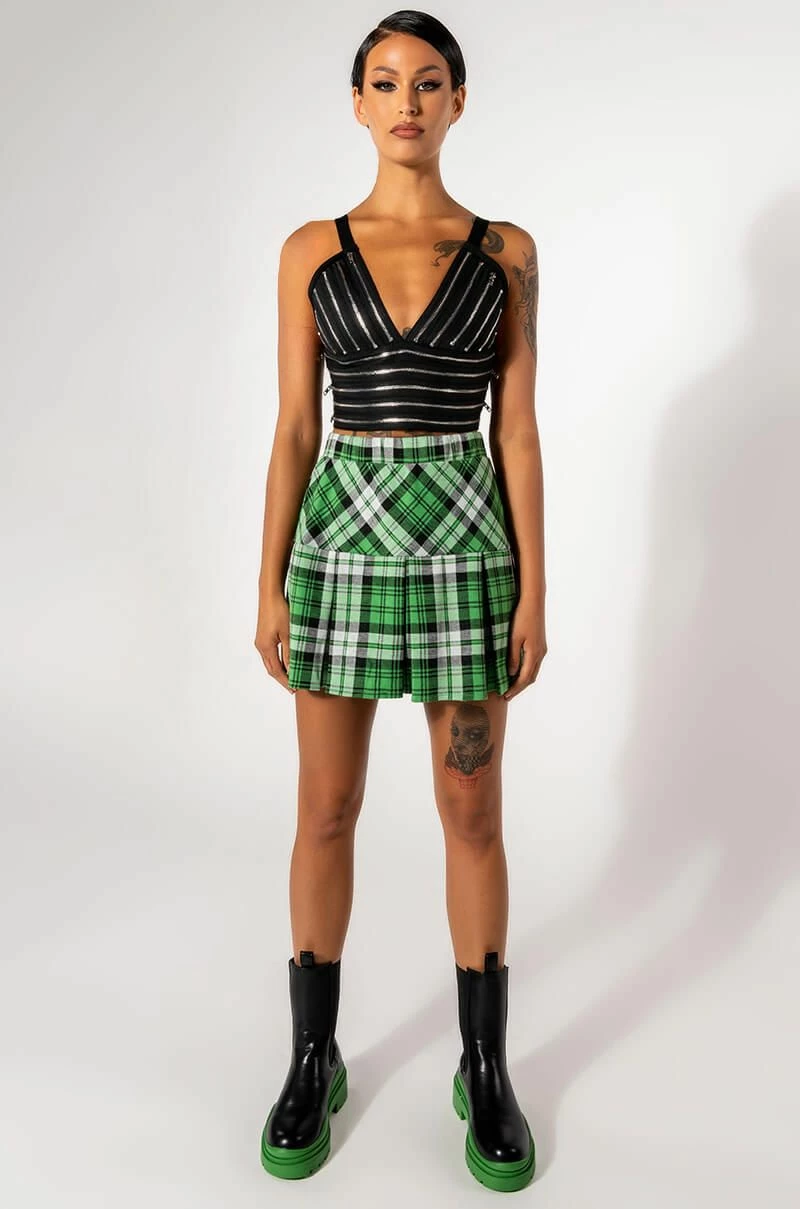 STOLE THE SHOW ZIPPER DETAIL CROPPED BANDAGE TANK - Image 9