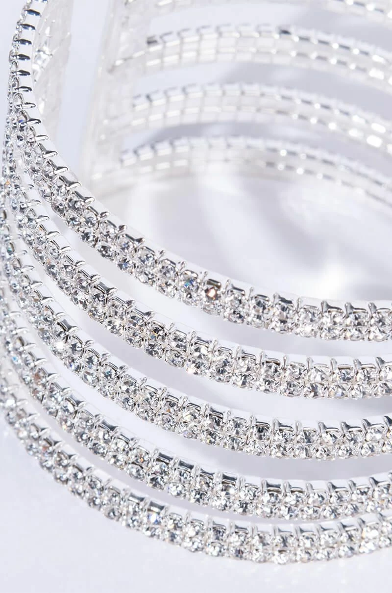 SWEET LOVE SILVER RHINESTONE CUFF