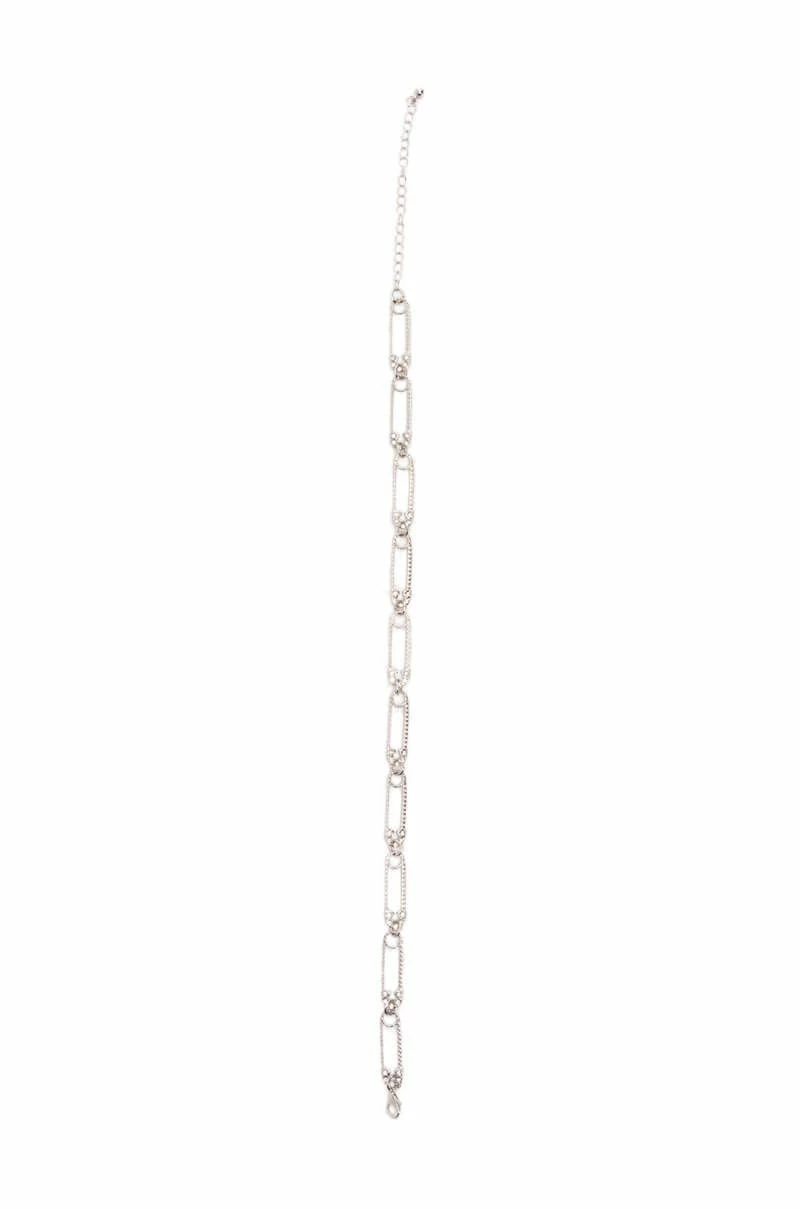 TAKE CAUTION RHINESTONE PAPERCLIP CHOKER
