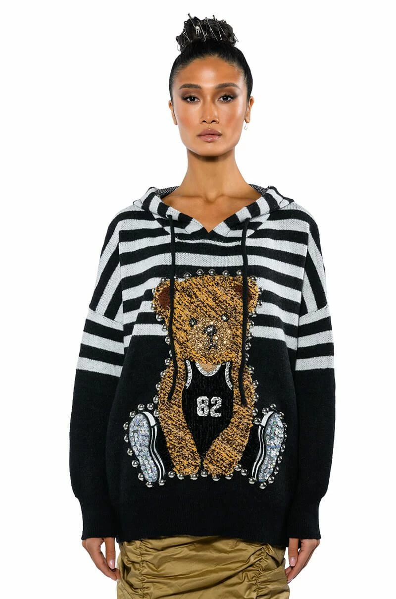 TEDDY HOODED STRIPED SWEATER - Image 4