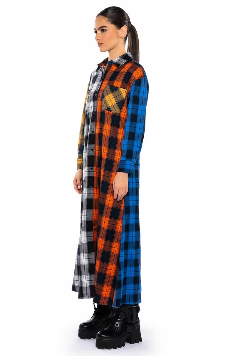 TEEN SPIRIT ULTRA LONG PLAID BUTTON DOWN - Image 3