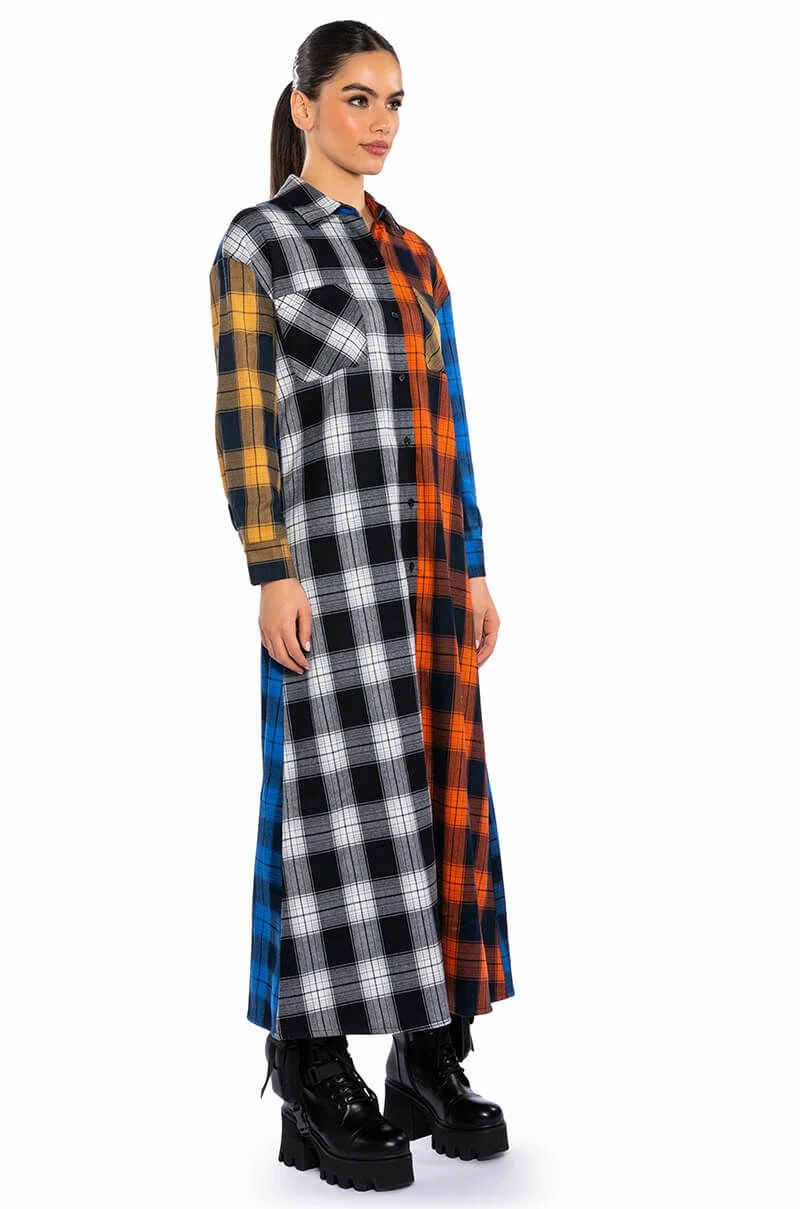 TEEN SPIRIT ULTRA LONG PLAID BUTTON DOWN - Image 4