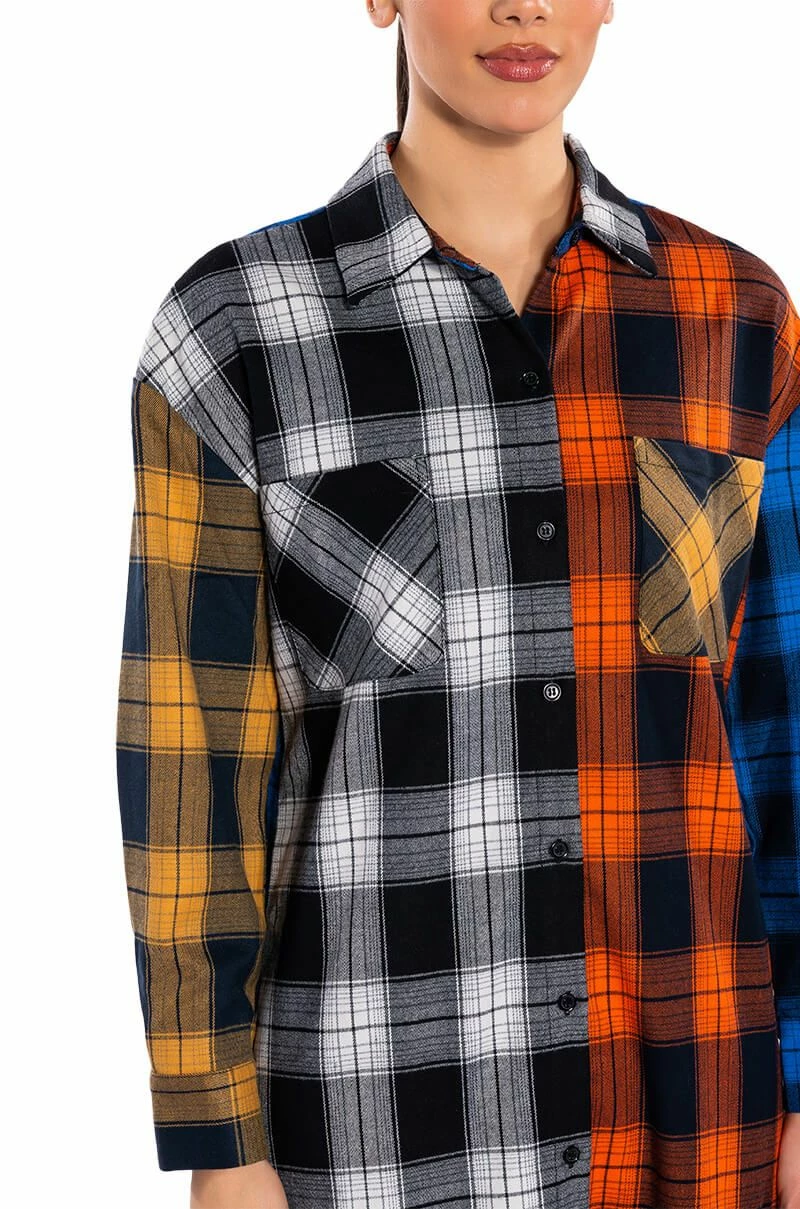 TEEN SPIRIT ULTRA LONG PLAID BUTTON DOWN - Image 8