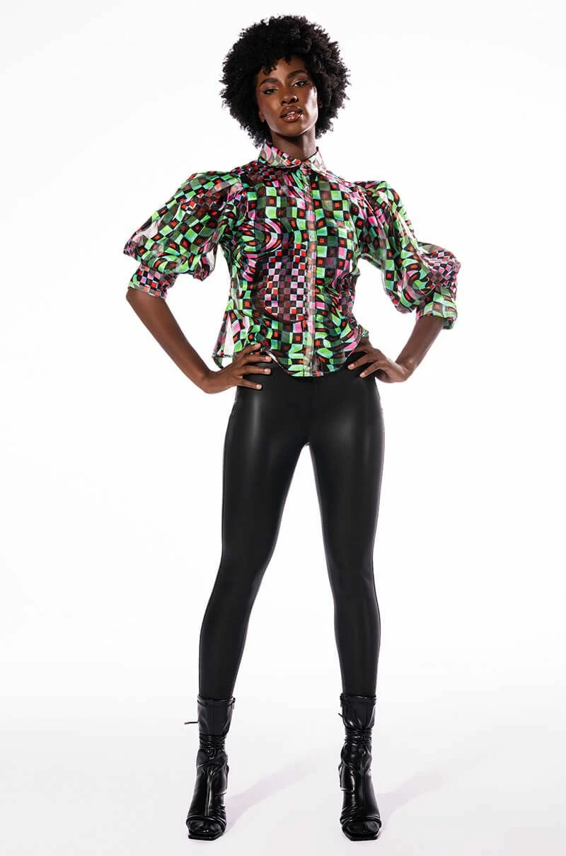 THAT GIRL IS POISON ORGANZA BUTTON DOWN BLOUSE - Image 2