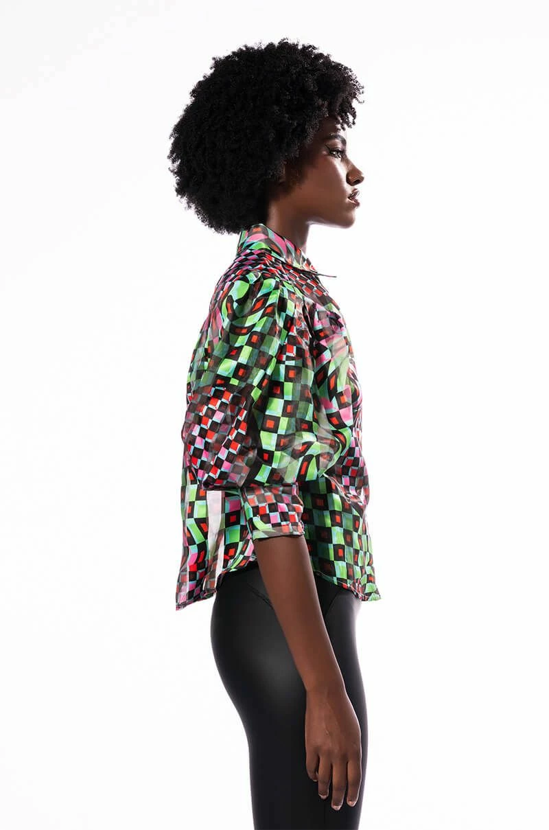 THAT GIRL IS POISON ORGANZA BUTTON DOWN BLOUSE - Image 4